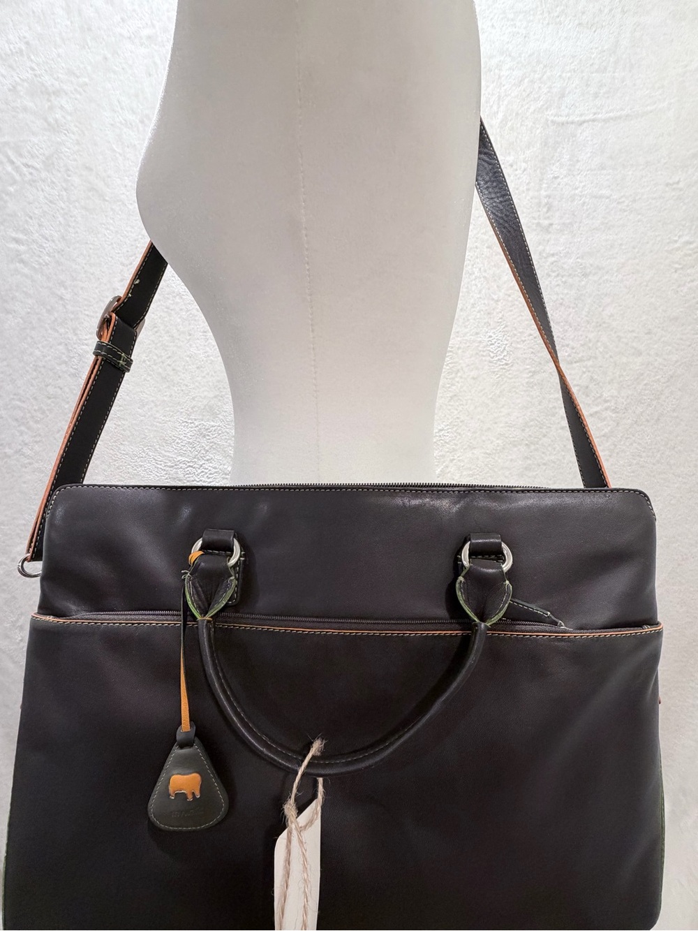 Mywalit Leather Laptop Briefcase Work Bag Brown Multicolor Crossbody - Picture 8 of 10